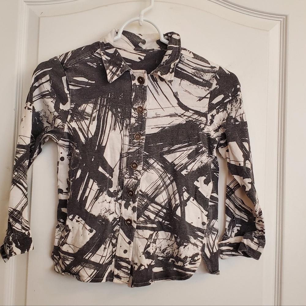 Little Creative Factory abstract button-down shirt sz 4-5 & 8-9